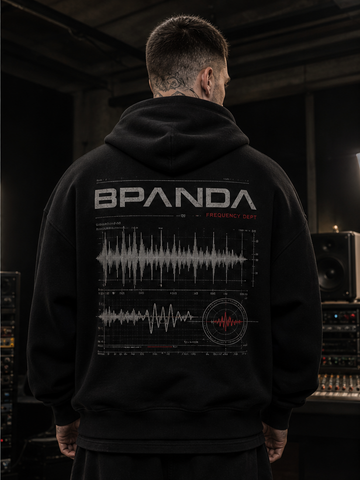 BPANDA Frequency Dept Hoodie – male model back view
