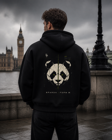 Model wearing the BPANDA Form 08 heavyweight hoodie
